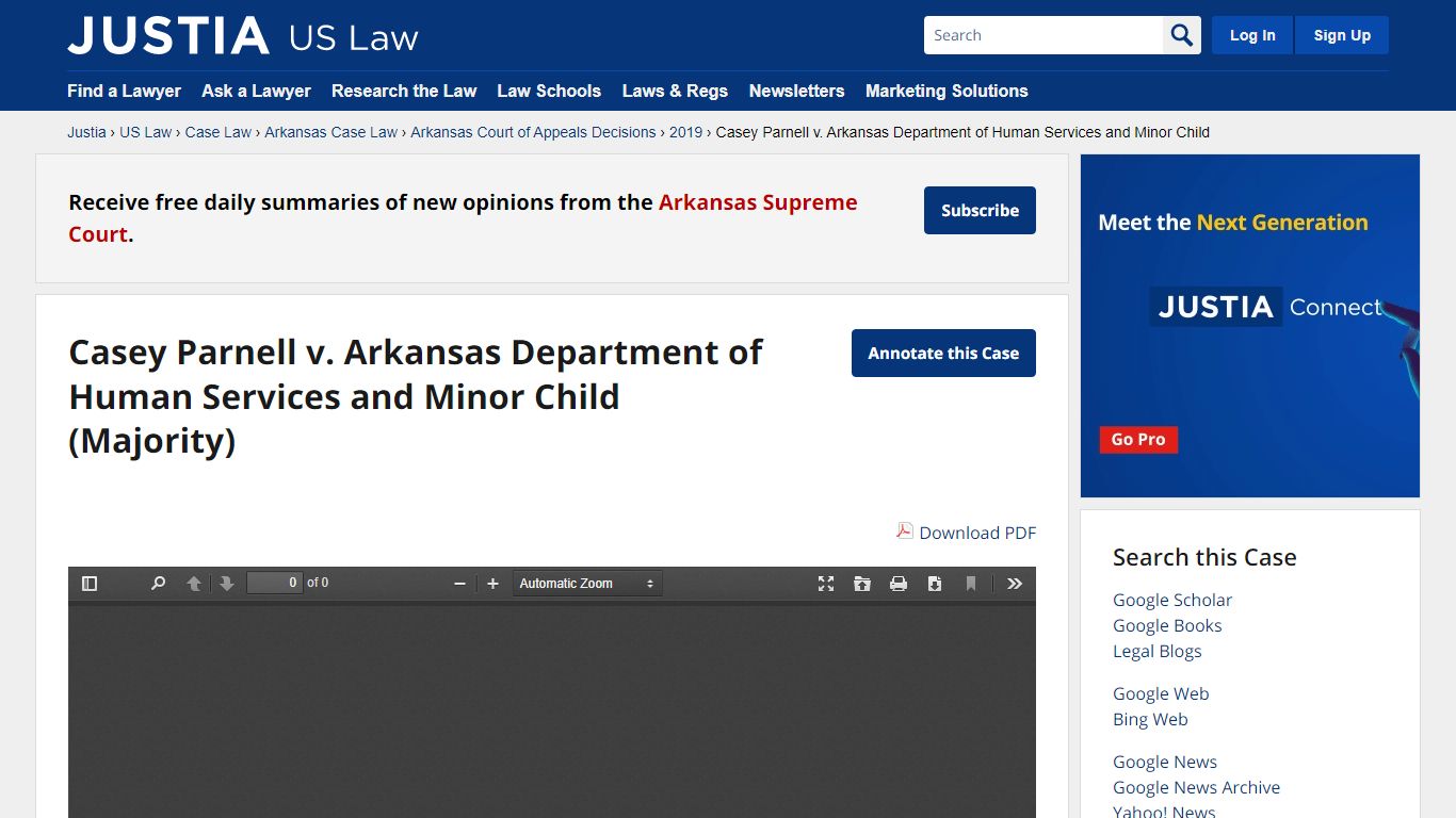 Casey Parnell v. Arkansas Department of Human Services and Minor Child ...